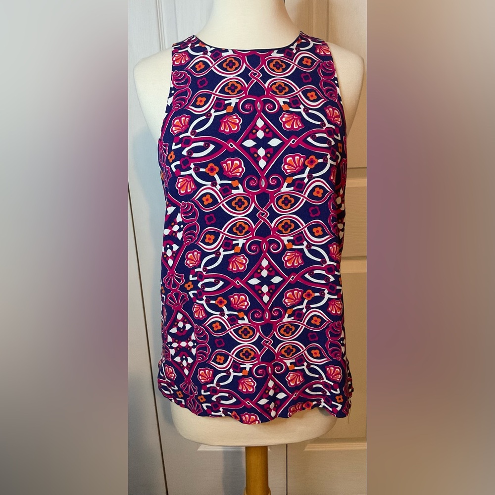 Vineyard Vines Navy Pink Orange Sleeveless Top Blouse Size 8‎ Medium